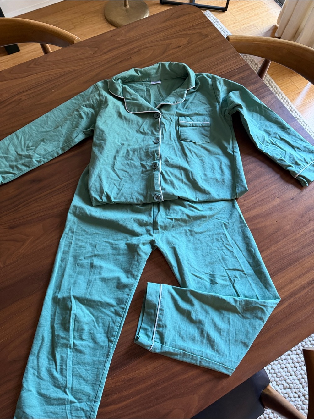 Kids' Teal Green Classic Pajama Set - Soft Button-Up Top & Pants